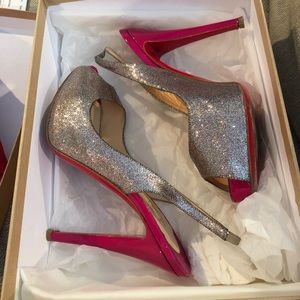 Christian Louboutin glitter sling back